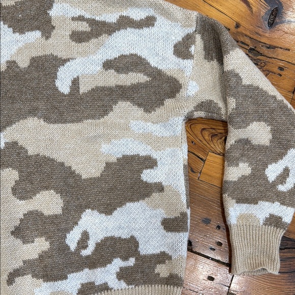 Lucky Brand Cream and Brown Camouflage Cardigan Sweater Size Large - Picture 10 of 10